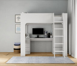 Flintshire Furniture Eden High Sleeper Bed In Grey With Desk And Storage - thumbnail 1