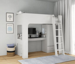 Flintshire Furniture Eden High Sleeper Bed In Grey With Desk And Storage - thumbnail 2