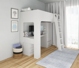 Flintshire Furniture Eden High Sleeper Bed In Grey With Desk And Storage - thumbnail 3