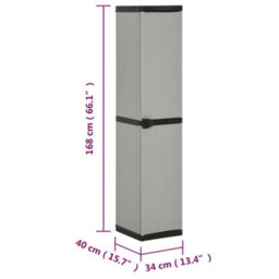 Walplus Garden Storage Cabinet With 3 Shelves Grey & Black 34X40X168 Cm - thumbnail 9
