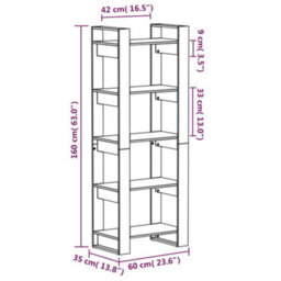 Berkfield Book Cabinet/room Divider Honey Brown 60X35X160 Cm Solid Wood - thumbnail 8