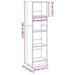 Berkfield Bookcase Brown Oak 40X24X143 Cm Engineered Wood - thumbnail 9