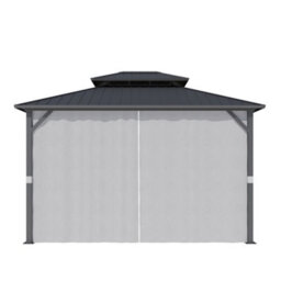 Grdn Living Haven 3.6M X 3M Hardtop Garden Gazebo With Double Metal Roof & Curtains - thumbnail 7