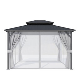 Grdn Living Haven 3.6M X 3M Hardtop Garden Gazebo With Double Metal Roof & Curtains - thumbnail 6