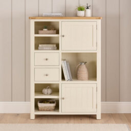 The Furniture Market Marbury Cream Painted High Open Display Shelf Unit Bookcase