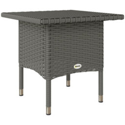 Outsunny Pe Rattan Outdoor Coffee Table, Easy Match Rattan Side Table, Grey - thumbnail 2