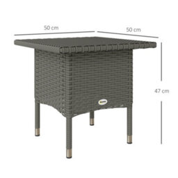 Outsunny Pe Rattan Outdoor Coffee Table, Easy Match Rattan Side Table, Grey - thumbnail 3