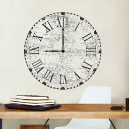 Wallpops White, Grey & Black Large Vintage Roman Numeral Clock Wall Sticker - thumbnail 2