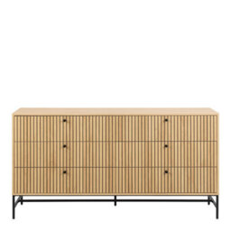Wyld Haus Bjork Natural Oak Wide 6-Drawer Chest With Black Steel Base - thumbnail 3