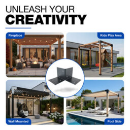 Gezu Impex Pergola Floor Bracket Anthracite Grey - Fence Post Corner Bolt Down Bracket - 91X91mm (Pack Of 8) - thumbnail 8