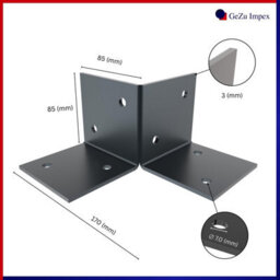 Gezu Impex Pergola Floor Bracket Anthracite Grey - Fence Post Corner Bolt Down Bracket - 91X91mm (Pack Of 8) - thumbnail 2