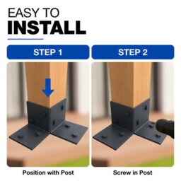 Gezu Impex Pergola Floor Bracket Anthracite Grey - Fence Post Corner Bolt Down Bracket - 91X91mm (Pack Of 8) - thumbnail 3