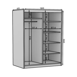 Delia 180 Sliding Wardrobe With Mirror And Slats Black - thumbnail 4