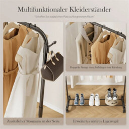 Clothes Rail Rack Heavy Duty Garment Hanging Display Stand Steel Clothes Shelf - thumbnail 6