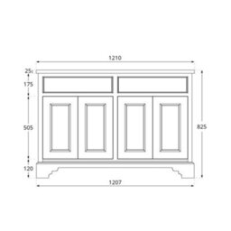 Homestylestore Antique White And Oak 1210mm Bathroom Vanity Unit With 2 Round Countertop Basins And Brushed Copper T Bar Handles - thumbnail 6