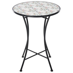 Wyld And Coco Black Bistro Set - 60Cm Round Mosaic Ceramic Table With 2 Folding Chairs - Outdoor Patio Furniture - thumbnail 4