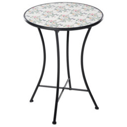 Wyld And Coco Black Bistro Set - 60Cm Round Mosaic Ceramic Table With 2 Folding Chairs - Outdoor Patio Furniture - thumbnail 5