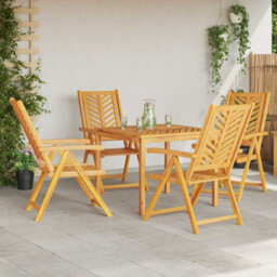 Berkfield Garden Dining Set 5 Pcs Brown 90 X 90 X 74 Cm Solid Acacia Wood - thumbnail 4