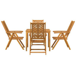 Berkfield Garden Dining Set 5 Pcs Brown 90 X 90 X 74 Cm Solid Acacia Wood - thumbnail 7