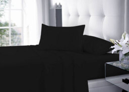 Homes & Linen Microfibre Black Flat Sheet Super Soft Wrinkle Free & Breathable Lightweight Hotel Quality Bed Sheet
