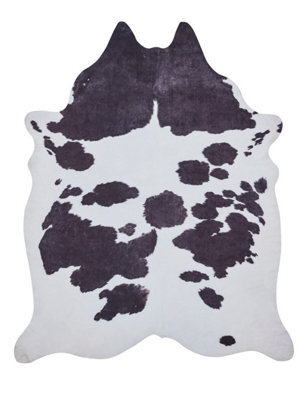 Cowhide Rug, Black White Abstract Rug, 2mm Thick Animal Print Luxurious Rug, Modern Rug For & Dining Room-130Cm X 155Cm - image 1