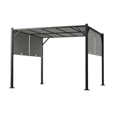 Breeins 3X3M Outdoor Garden Steel Retractable Pergola Shelter With Canopy, Light Grey