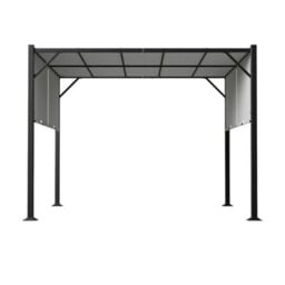 Breeins 3X3M Outdoor Garden Steel Retractable Pergola Shelter With Canopy, Light Grey - thumbnail 2
