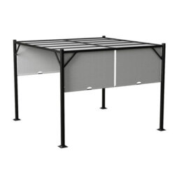 Breeins 3X3M Outdoor Garden Steel Retractable Pergola Shelter With Canopy, Light Grey - thumbnail 3