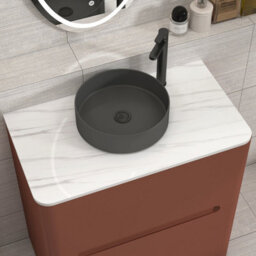 Royal Bathrooms Venice 800mm Terracotta Clay Freestanding Bathroom Countertop Vanity Unit 2 Drawer With Art Round Basin - thumbnail 6