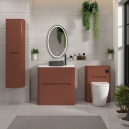 Royal Bathrooms Venice 800mm Terracotta Clay Freestanding Bathroom Countertop Vanity Unit 2 Drawer With Art Round Basin - thumbnail 4
