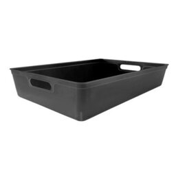 Simpa 6Pc 6L Black Plastic Storage Basket Studio Organiser Trays With Handles - thumbnail 2