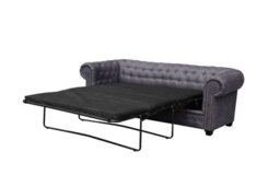 Astor Chesterfield Style Sofa Bed 3 Seater  Grey Faux Leather - thumbnail 4