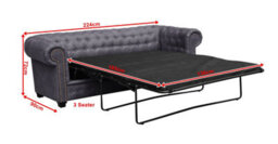 Astor Chesterfield Style Sofa Bed 3 Seater  Grey Faux Leather - thumbnail 6