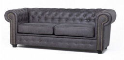 Astor Chesterfield Style Sofa Bed 3 Seater  Grey Faux Leather - thumbnail 3