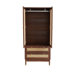 Sweeek - Wardrobe With 2 Doors And 2 Drawers, Caning Walnut 80X50X180 Cm - Judith - thumbnail 8