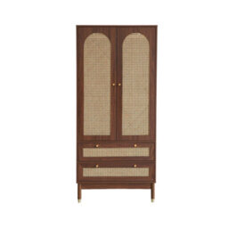 Sweeek - Wardrobe With 2 Doors And 2 Drawers, Caning Walnut 80X50X180 Cm - Judith - thumbnail 7