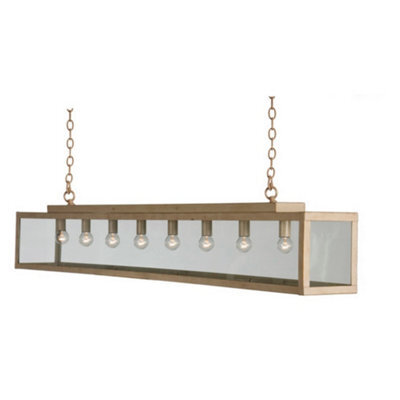 Luminosa Lighting Luminosa Zenia 8 Light Straight Bar Pendant Ceiling Light Beige Gold