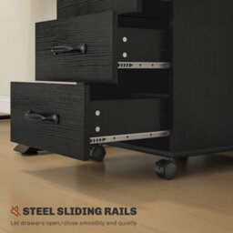 Homcom File Cabinet With 3 Drawers, Under Desk Mobile Filing Cabinet Black - thumbnail 6
