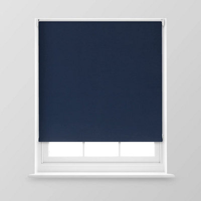 A.unique Home Premium Trimmable Thermal Blackout Roller Window Blind - 6Ft - Navy - 180Cm (W) X 170Cm (L) - image 1