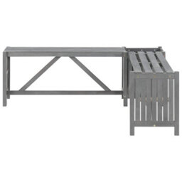 Walplus Garden Corner Bench With Planter 117Cm Solid Acacia Wood Grey - thumbnail 3