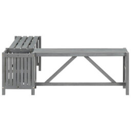 Walplus Garden Corner Bench With Planter 117Cm Solid Acacia Wood Grey - thumbnail 4