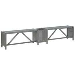 Walplus Garden Corner Bench With Planter 117Cm Solid Acacia Wood Grey - thumbnail 5