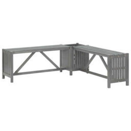 Walplus Garden Corner Bench With Planter 117Cm Solid Acacia Wood Grey