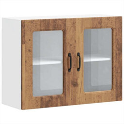 Berkfield Durable Kitchen Wall Cabinet With Glass Door Kalmar Old Wood Engineered Wood