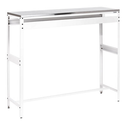 Beliani Outdoor Bar Table Maenza 120 Cm 40 Cm Metal White - image 1