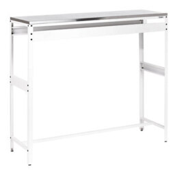 Beliani Outdoor Bar Table Maenza 120 Cm 40 Cm Metal White - thumbnail 1