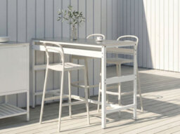 Beliani Outdoor Bar Table Maenza 120 Cm 40 Cm Metal White - thumbnail 2