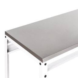 Beliani Outdoor Bar Table Maenza 120 Cm 40 Cm Metal White - thumbnail 4