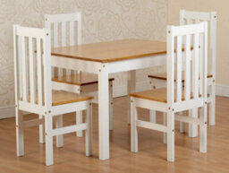 Seconique Ludlow Dining Set In Oak Effect With 4 White Chairs - thumbnail 3