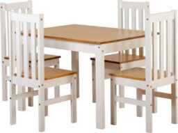 Seconique Ludlow Dining Set In Oak Effect With 4 White Chairs
